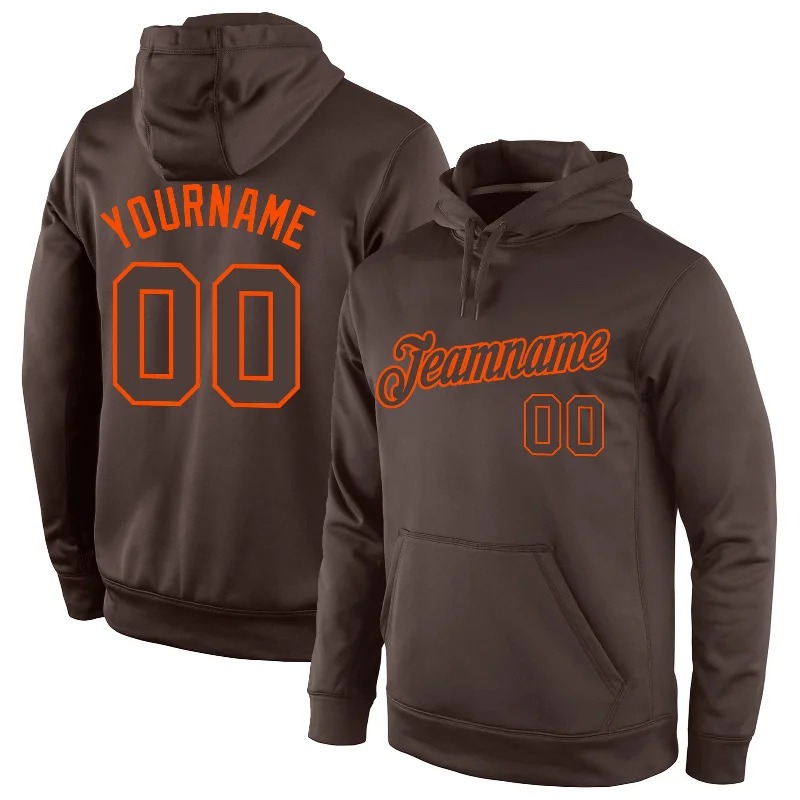 Light Fit Custom Stitched Brown Brown-Orange Sports Pullover Sweatshirt Hoodie