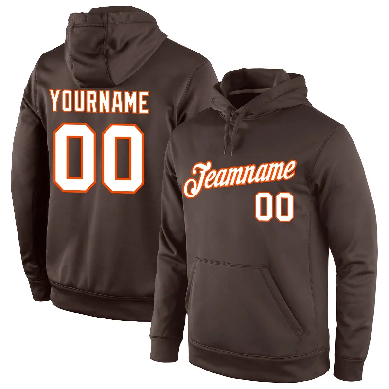 Trendy Dresses Custom Stitched Brown White-Orange Sports Pullover Sweatshirt Hoodie