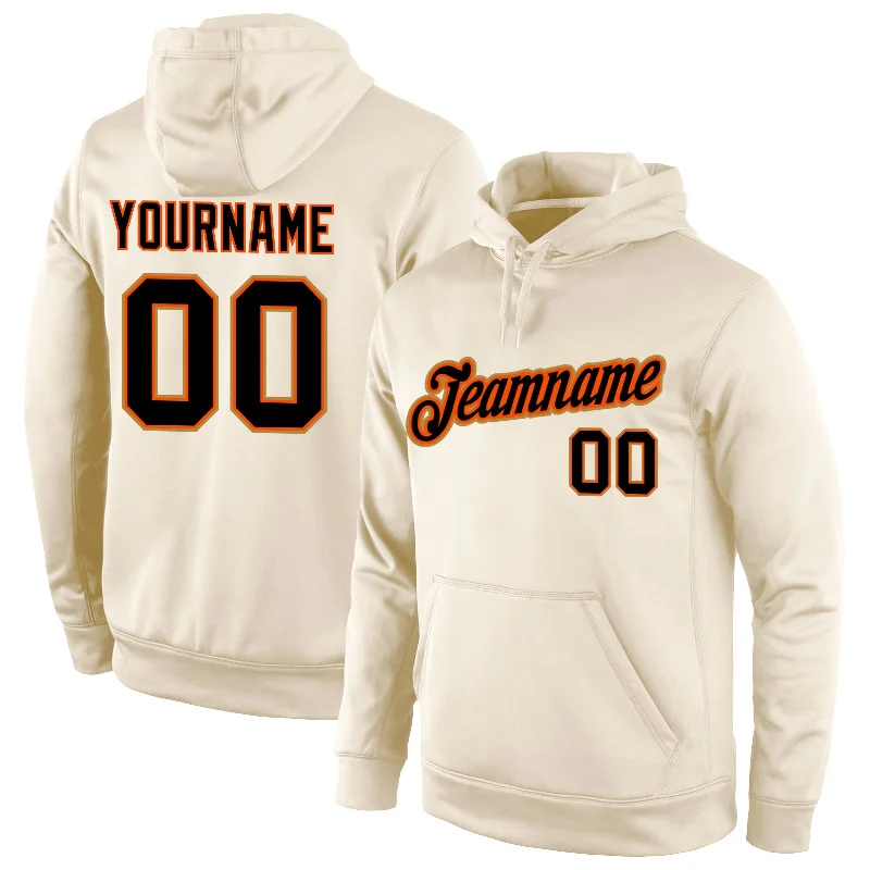 Slightly Flared Design Custom Stitched Cream Black-Orange Sports Pullover Sweatshirt Hoodie Slightly Flared Design Custom Stitched Cream Black-Orange Sports Pullover Sweatshirt Hoodie