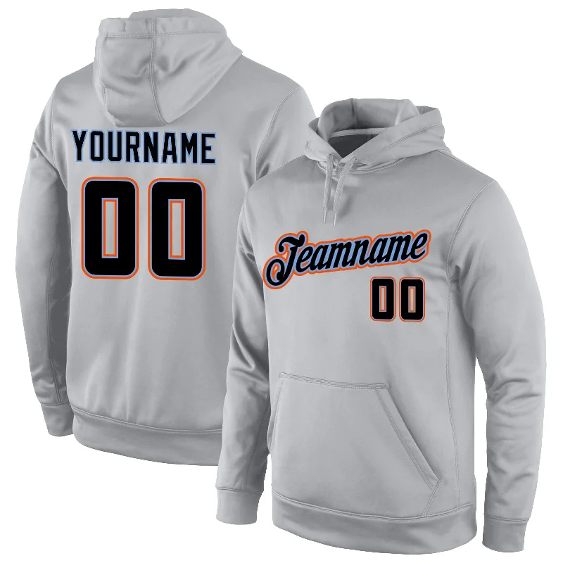 Cozy Fashions Custom Stitched Gray Black-Orange Sports Pullover Sweatshirt Hoodie