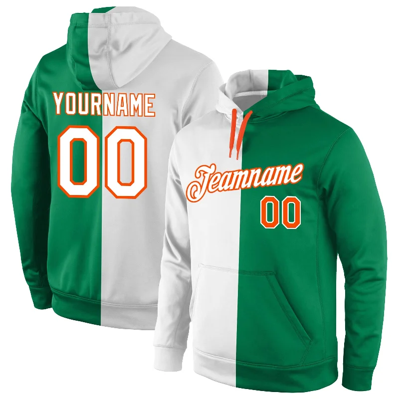 Classic Series Custom Stitched Kelly Green White-Orange Split Fashion Sports Pullover Sweatshirt Hoodie Classic Series Custom Stitched Kelly Green White-Orange Split Fashion Sports Pullover Sweatshirt Hoodie