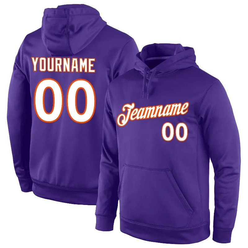 Celebrity Style Custom Stitched Purple White-Orange Sports Pullover Sweatshirt Hoodie Celebrity Style Custom Stitched Purple White-Orange Sports Pullover Sweatshirt Hoodie