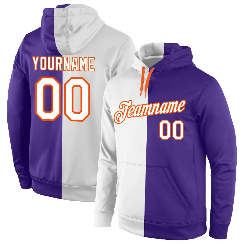 Fashionable And Fashionable Custom Stitched Purple White-Orange Split Fashion Sports Pullover Sweatshirt Hoodie Fashionable And Fashionable Custom Stitched Purple White-Orange Split Fashion Sports Pullover Sweatshirt Hoodie
