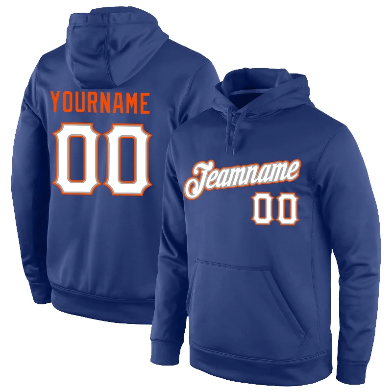 Sports And Leisure Custom Stitched Royal White-Orange Sports Pullover Sweatshirt Hoodie Sports And Leisure Custom Stitched Royal White-Orange Sports Pullover Sweatshirt Hoodie