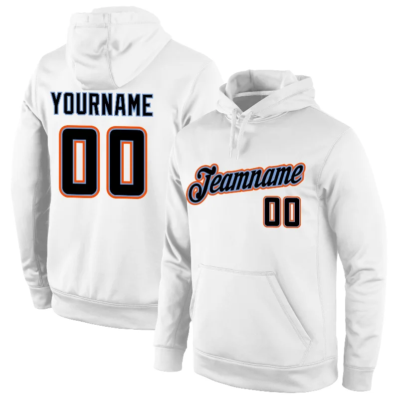 Body Design Custom Stitched White Black-Orange Sports Pullover Sweatshirt Hoodie