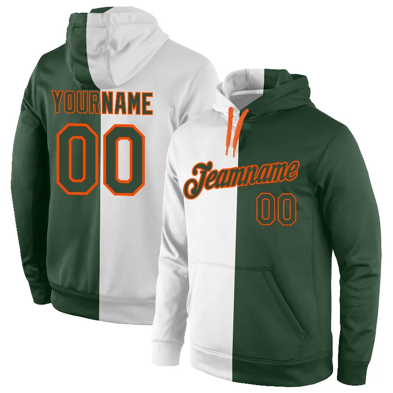 High Street Fashion Custom Stitched White Green-Orange Split Fashion Sports Pullover Sweatshirt Hoodie High Street Fashion Custom Stitched White Green-Orange Split Fashion Sports Pullover Sweatshirt Hoodie
