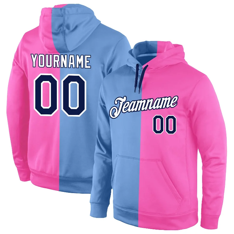 End Of The Year Custom Stitched Light Blue Navy-Pink Split Fashion Sports Pullover Sweatshirt Hoodie End Of The Year Custom Stitched Light Blue Navy-Pink Split Fashion Sports Pullover Sweatshirt Hoodie