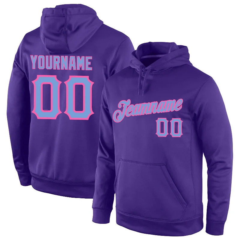 Casual And Versatile Custom Stitched Purple Light Blue-Pink Sports Pullover Sweatshirt Hoodie Casual And Versatile Custom Stitched Purple Light Blue-Pink Sports Pullover Sweatshirt Hoodie