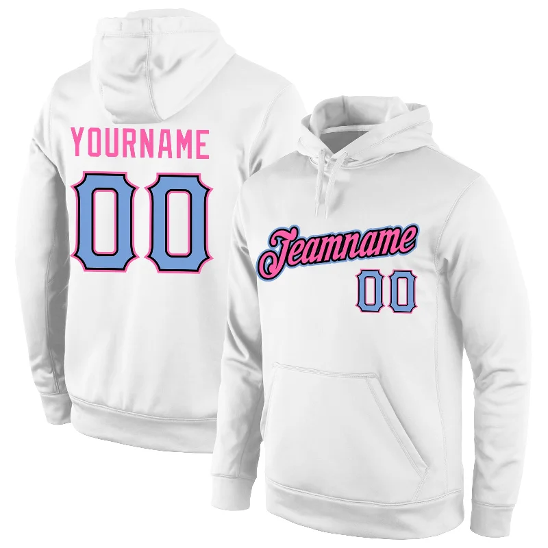 Versatile Items Custom Stitched White Light Blue-Pink Sports Pullover Sweatshirt Hoodie Versatile Items Custom Stitched White Light Blue-Pink Sports Pullover Sweatshirt Hoodie