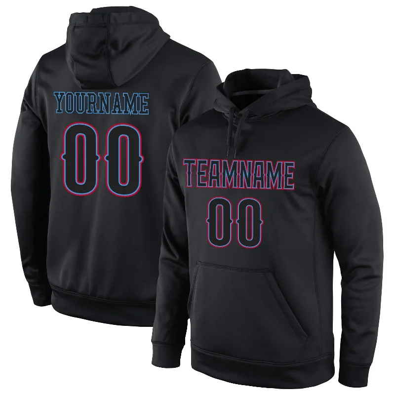 Cozy Look Custom Stitched Black Black-Powder Blue Sports Pullover Sweatshirt Hoodie Cozy Look Custom Stitched Black Black-Powder Blue Sports Pullover Sweatshirt Hoodie