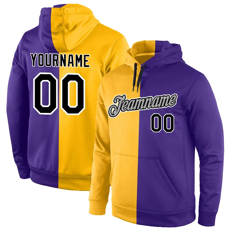 Basic Version Custom Stitched Gold Black-Purple Split Fashion Sports Pullover Sweatshirt Hoodie Basic Version Custom Stitched Gold Black-Purple Split Fashion Sports Pullover Sweatshirt Hoodie