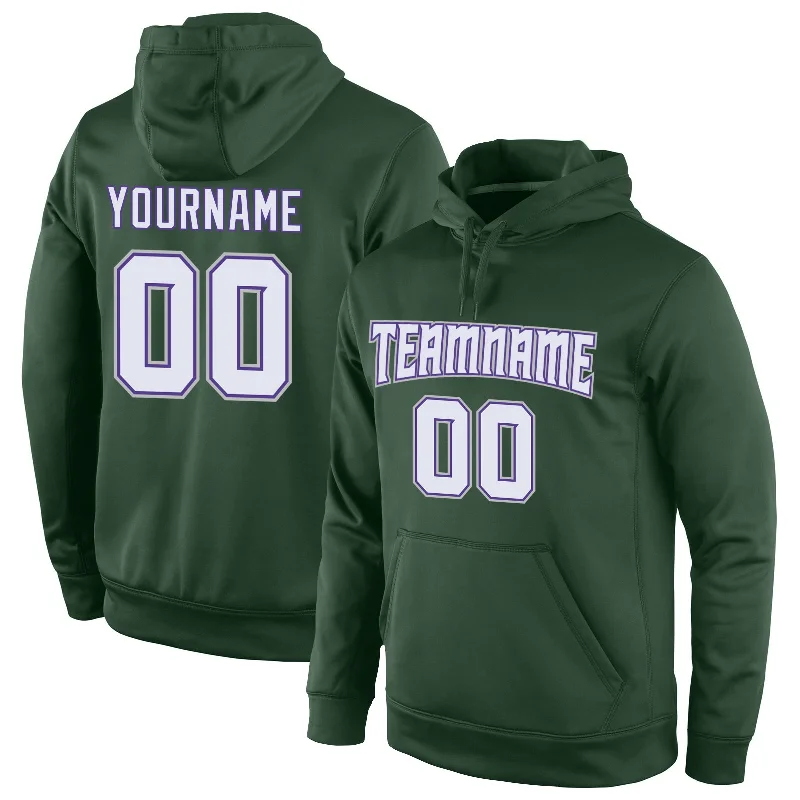 Soft Wear Custom Stitched Green White-Purple Sports Pullover Sweatshirt Hoodie