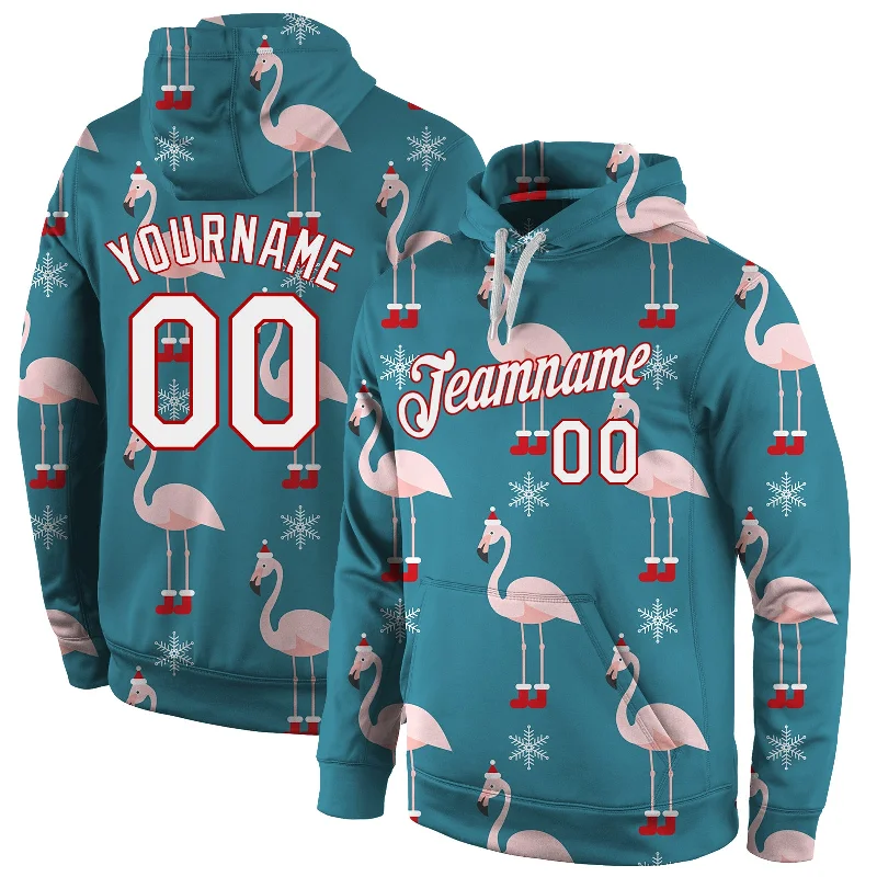 Everyday Style Custom Stitched Aqua White-Red Christmas 3D Sports Pullover Sweatshirt Hoodie Everyday Style Custom Stitched Aqua White-Red Christmas 3D Sports Pullover Sweatshirt Hoodie