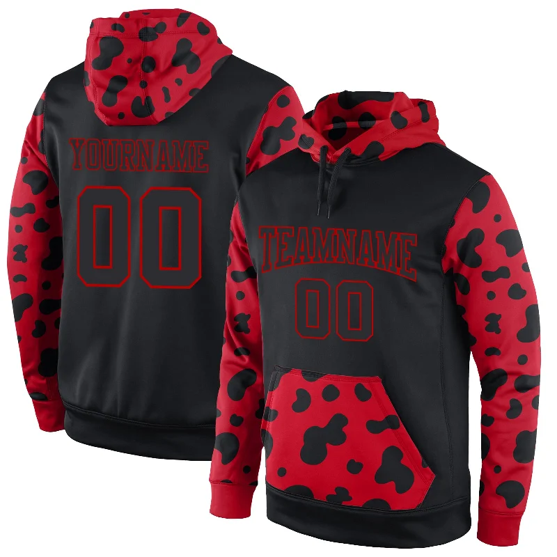 Comfortable Looks Custom Stitched Black Black-Red Sports Pullover Sweatshirt Hoodie