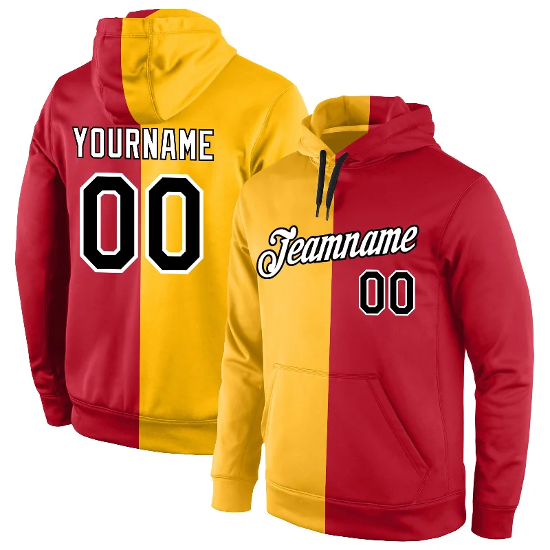 High Street Series Custom Stitched Gold Black-Red Split Fashion Sports Pullover Sweatshirt Hoodie High Street Series Custom Stitched Gold Black-Red Split Fashion Sports Pullover Sweatshirt Hoodie