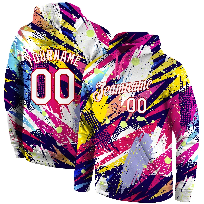 Classic Style Custom Stitched Graffiti Pattern White-Red 3D Sports Pullover Sweatshirt Hoodie Classic Style Custom Stitched Graffiti Pattern White-Red 3D Sports Pullover Sweatshirt Hoodie