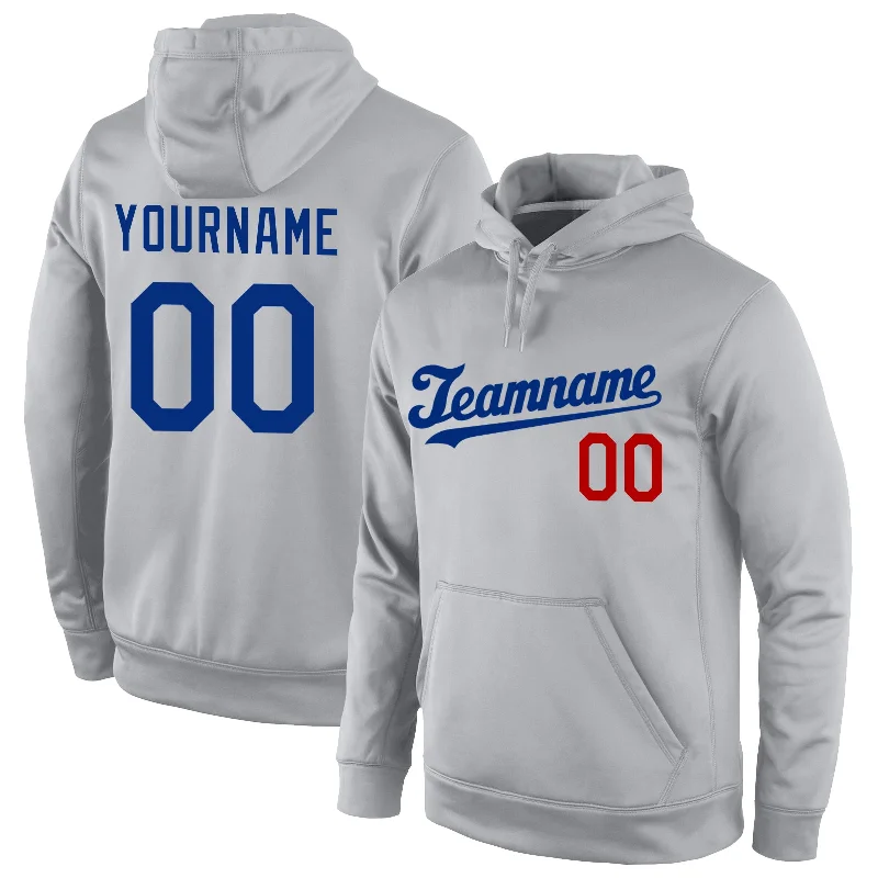 Cozy Chic Trends Custom Stitched Gray Royal-Red Sports Pullover Sweatshirt Hoodie