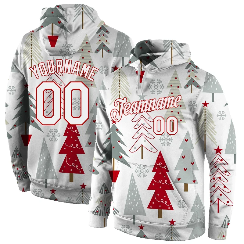 Relaxed Chic Custom Stitched Gray White-Red Christmas 3D Sports Pullover Sweatshirt Hoodie Relaxed Chic Custom Stitched Gray White-Red Christmas 3D Sports Pullover Sweatshirt Hoodie