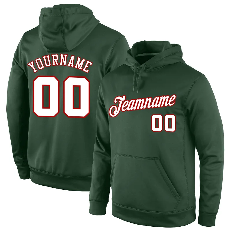 Comfy Chic Wear Custom Stitched Green White-Red Sports Pullover Sweatshirt Hoodie