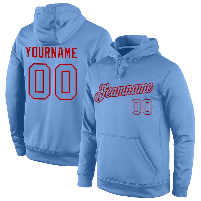Romantic And Fresh Custom Stitched Light Blue Light Blue-Red Sports Pullover Sweatshirt Hoodie Romantic And Fresh Custom Stitched Light Blue Light Blue-Red Sports Pullover Sweatshirt Hoodie