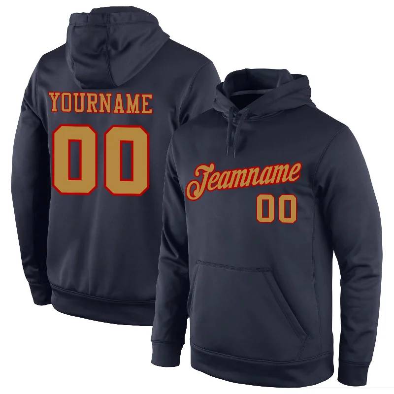 Stylish Jackets Custom Stitched Navy Old Gold-Red Sports Pullover Sweatshirt Hoodie