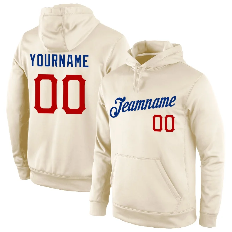 Free And Casual Custom Stitched Cream Red-Royal Sports Pullover Sweatshirt Hoodie
