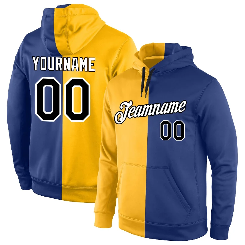 Floral Prints Custom Stitched Gold Black-Royal Split Fashion Sports Pullover Sweatshirt Hoodie Floral Prints Custom Stitched Gold Black-Royal Split Fashion Sports Pullover Sweatshirt Hoodie