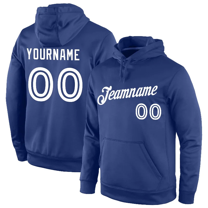 British Style Custom Stitched Royal White Sports Pullover Sweatshirt Hoodie