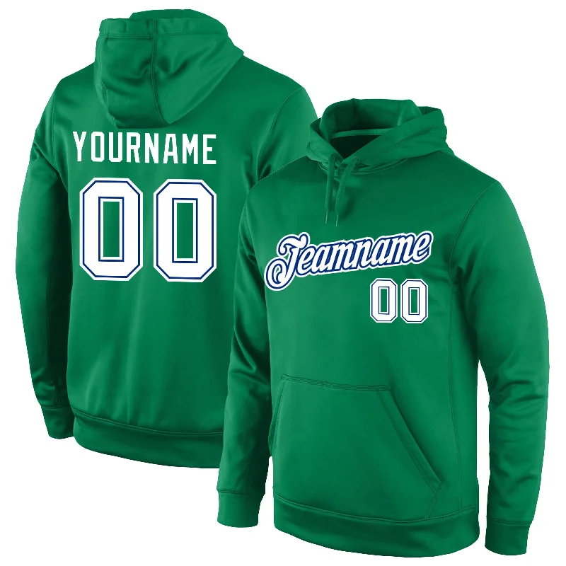 Cozy Essentials Wear Custom Stitched Kelly Green White-Royal Sports Pullover Sweatshirt Hoodie