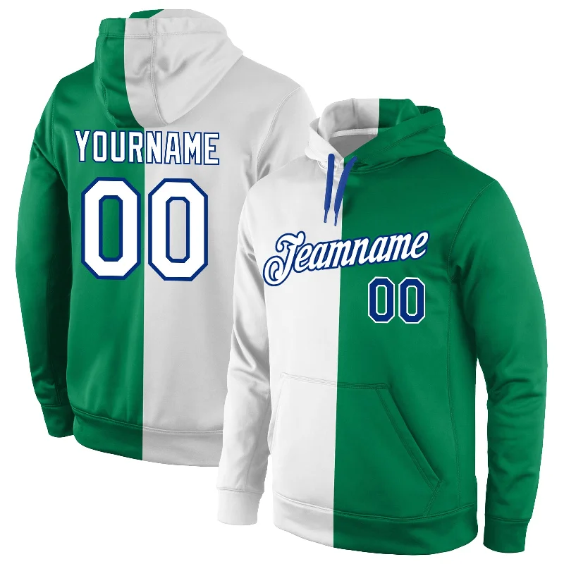 American Style Custom Stitched Kelly Green White-Royal Split Fashion Sports Pullover Sweatshirt Hoodie American Style Custom Stitched Kelly Green White-Royal Split Fashion Sports Pullover Sweatshirt Hoodie