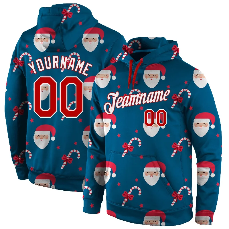Elegant Wear Custom Stitched Aqua Red-White Christmas 3D Sports Pullover Sweatshirt Hoodie Elegant Wear Custom Stitched Aqua Red-White Christmas 3D Sports Pullover Sweatshirt Hoodie