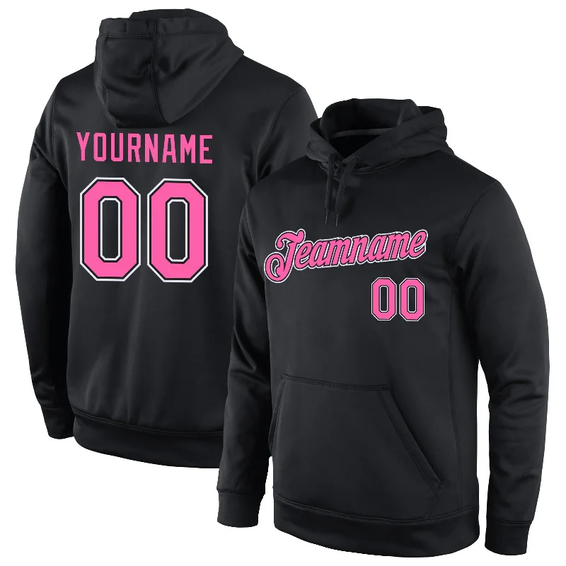 Easy Fashion Custom Stitched Black Pink-White Sports Pullover Sweatshirt Hoodie