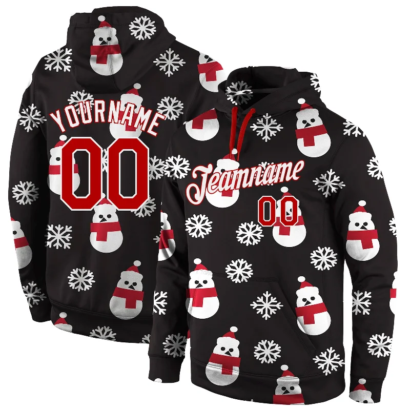 Casual Chic Wear Custom Stitched Black Red-White Christmas 3D Sports Pullover Sweatshirt Hoodie Casual Chic Wear Custom Stitched Black Red-White Christmas 3D Sports Pullover Sweatshirt Hoodie