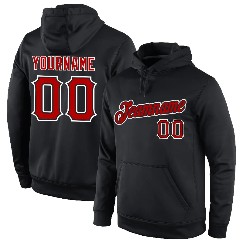 Classic Color Custom Stitched Black Red-White Sports Pullover Sweatshirt Hoodie