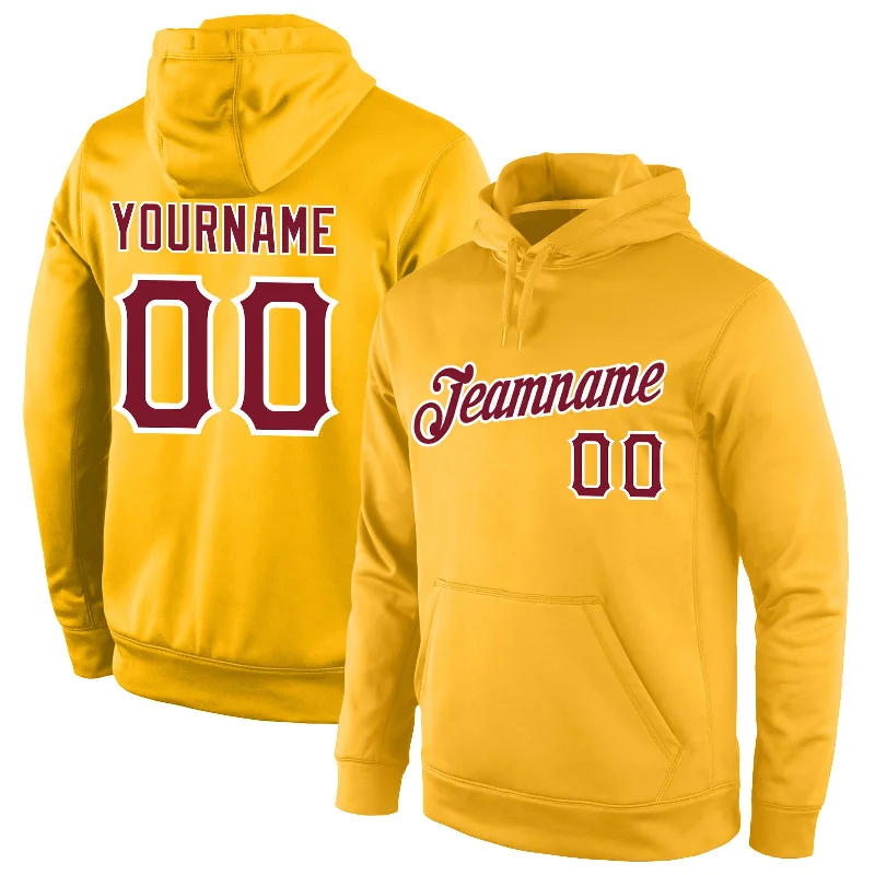 Elegant Style Custom Stitched Gold Crimson-White Sports Pullover Sweatshirt Hoodie
