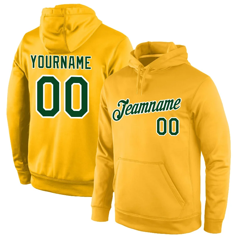 Advanced Customization Custom Stitched Gold Green-White Sports Pullover Sweatshirt Hoodie Advanced Customization Custom Stitched Gold Green-White Sports Pullover Sweatshirt Hoodie