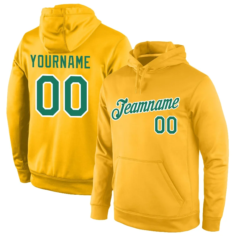 Slim Fit Custom Stitched Gold Kelly Green-White Sports Pullover Sweatshirt Hoodie