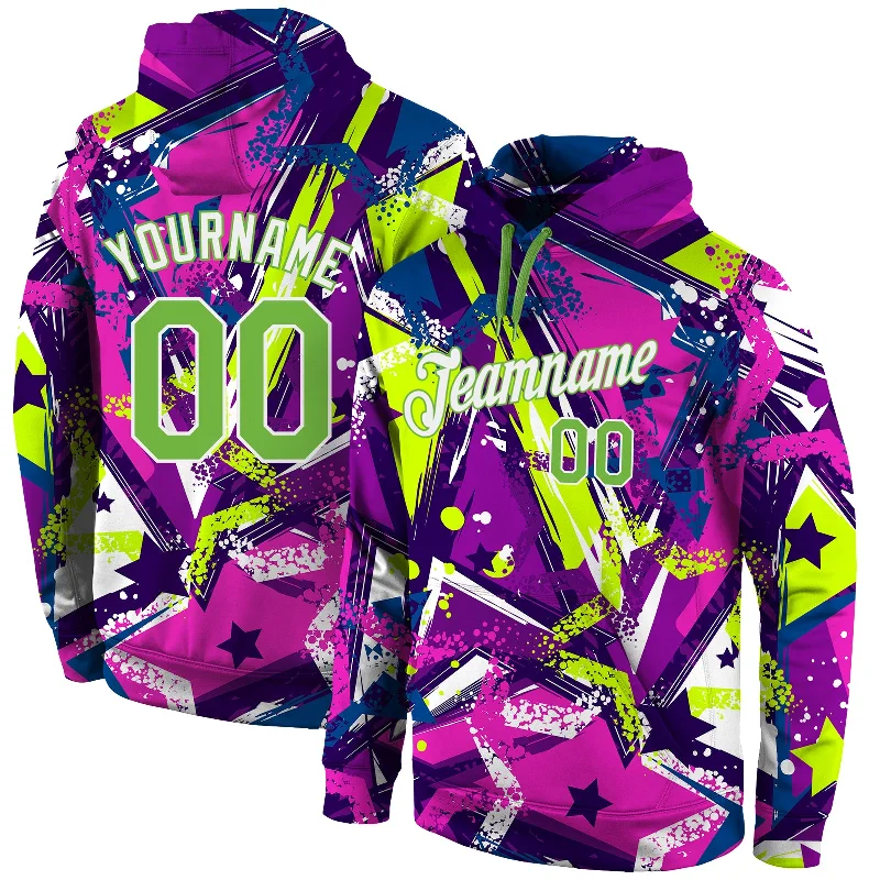 Cool Breeze At Night Custom Stitched Graffiti Pattern Neon Green-White 3D Sports Pullover Sweatshirt Hoodie Cool Breeze At Night Custom Stitched Graffiti Pattern Neon Green-White 3D Sports Pullover Sweatshirt Hoodie