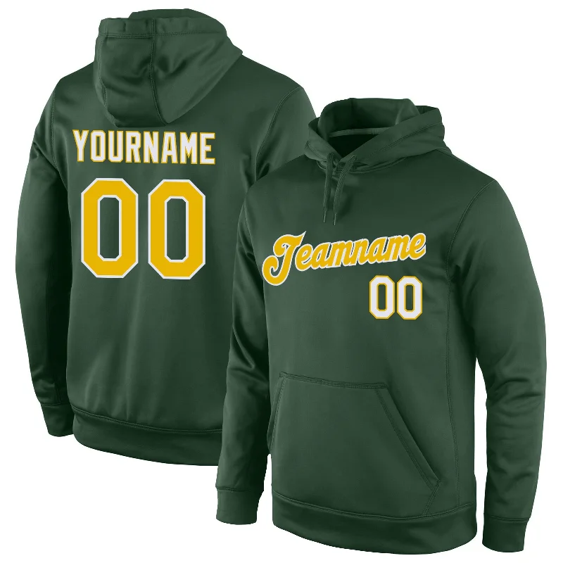 Summer Comfort Custom Stitched Green Gold-White Sports Pullover Sweatshirt Hoodie