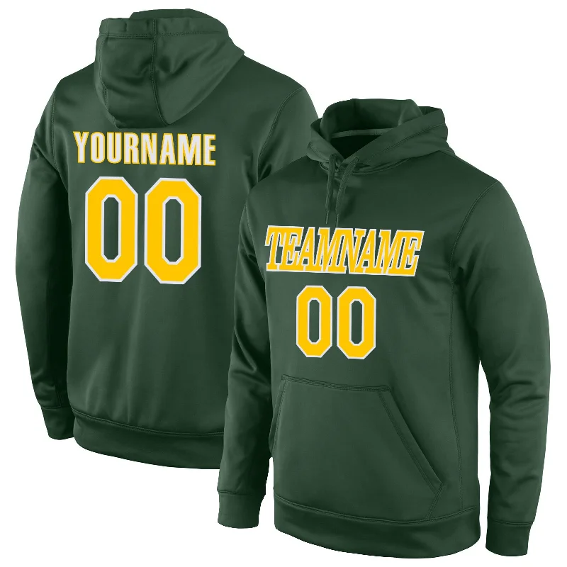 Chic Lounge Custom Stitched Green Gold-White Sports Pullover Sweatshirt Hoodie