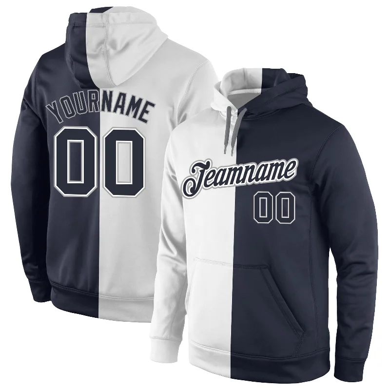 Classic Series Custom Stitched White Navy Split Fashion Sports Pullover Sweatshirt Hoodie Classic Series Custom Stitched White Navy Split Fashion Sports Pullover Sweatshirt Hoodie