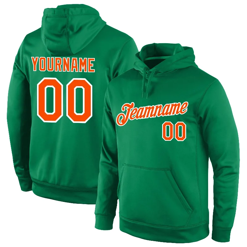 Fashionable Comfort Custom Stitched Kelly Green Orange-White Sports Pullover Sweatshirt Hoodie Fashionable Comfort Custom Stitched Kelly Green Orange-White Sports Pullover Sweatshirt Hoodie