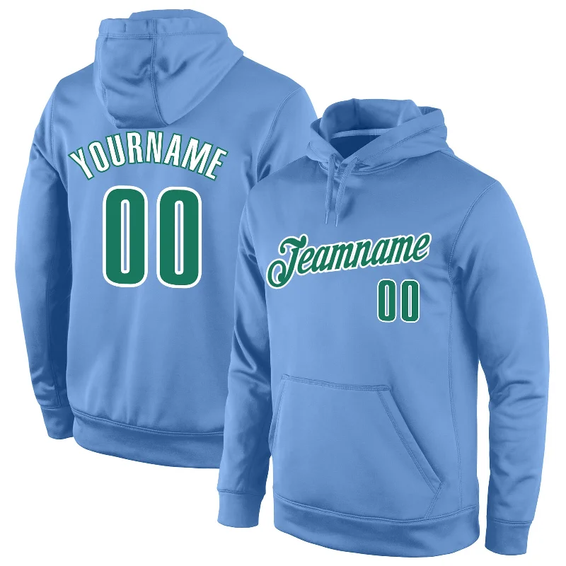 Simple Style Custom Stitched Light Blue Kelly Green-White Sports Pullover Sweatshirt Hoodie Simple Style Custom Stitched Light Blue Kelly Green-White Sports Pullover Sweatshirt Hoodie