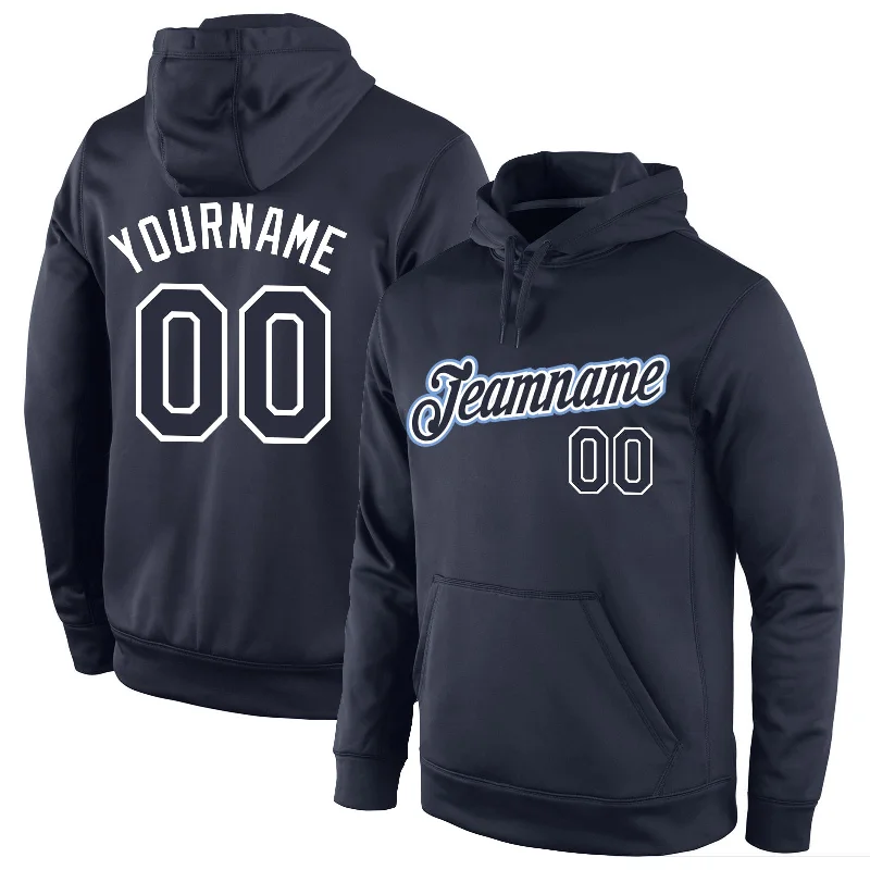 Relaxed Fashion Custom Stitched Navy Navy-White Sports Pullover Sweatshirt Hoodie