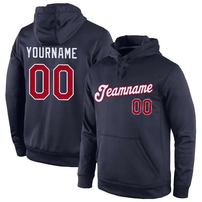Trendy Casuals Custom Stitched Navy Red-White Sports Pullover Sweatshirt Hoodie