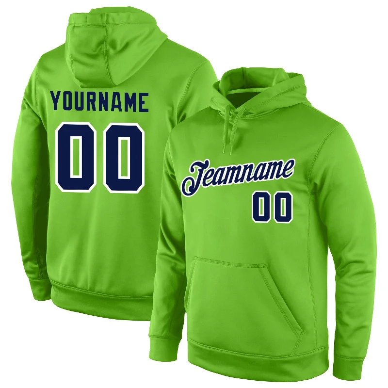 Easy Chic Wear Custom Stitched Neon Green Navy-White Sports Pullover Sweatshirt Hoodie Easy Chic Wear Custom Stitched Neon Green Navy-White Sports Pullover Sweatshirt Hoodie