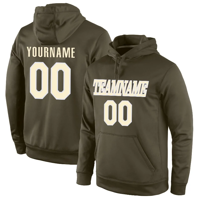 Effortless Style Custom Stitched Olive Cream-White Sports Pullover Sweatshirt Salute To Service Hoodie Effortless Style Custom Stitched Olive Cream-White Sports Pullover Sweatshirt Salute To Service Hoodie