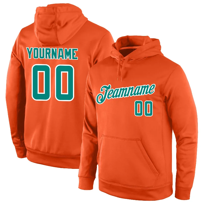 Simple Matching Custom Stitched Orange Aqua-White Sports Pullover Sweatshirt Hoodie Simple Matching Custom Stitched Orange Aqua-White Sports Pullover Sweatshirt Hoodie