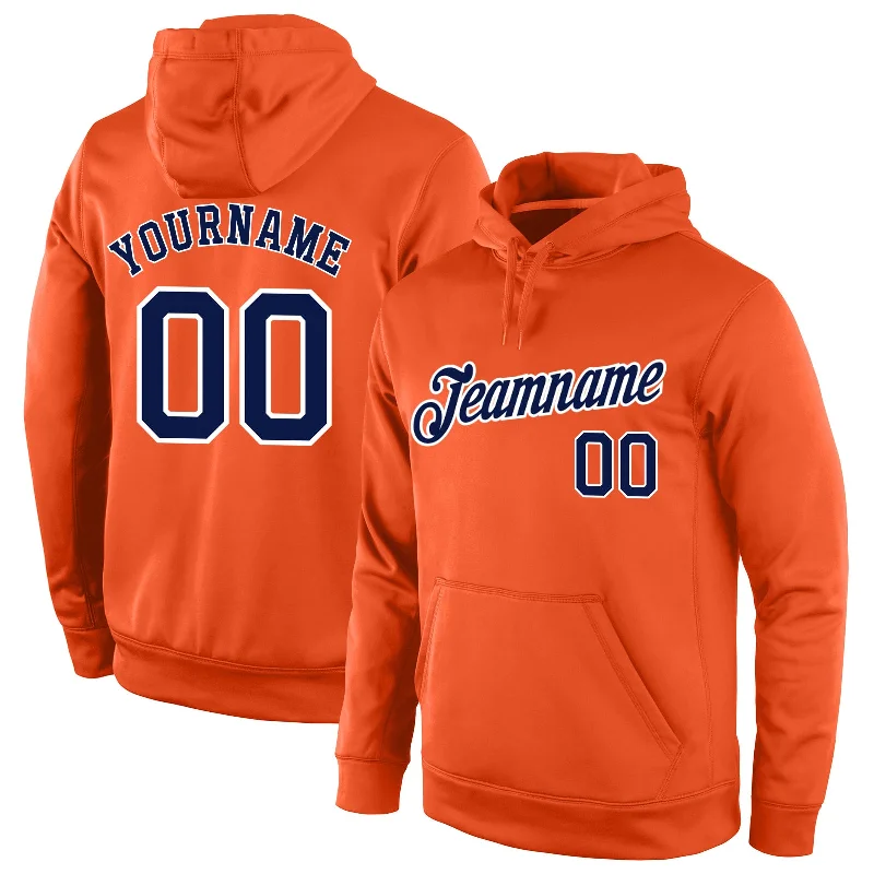Noble And Elegant Custom Stitched Orange Navy-White Sports Pullover Sweatshirt Hoodie Noble And Elegant Custom Stitched Orange Navy-White Sports Pullover Sweatshirt Hoodie