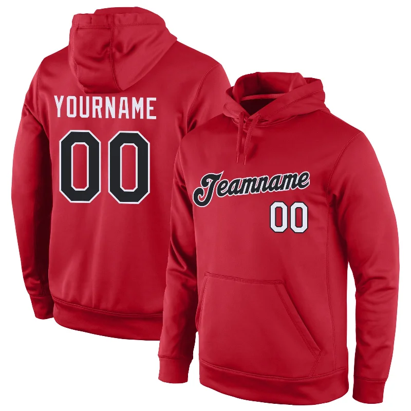 Effortless Comfort Custom Stitched Red Black-White Sports Pullover Sweatshirt Hoodie Effortless Comfort Custom Stitched Red Black-White Sports Pullover Sweatshirt Hoodie